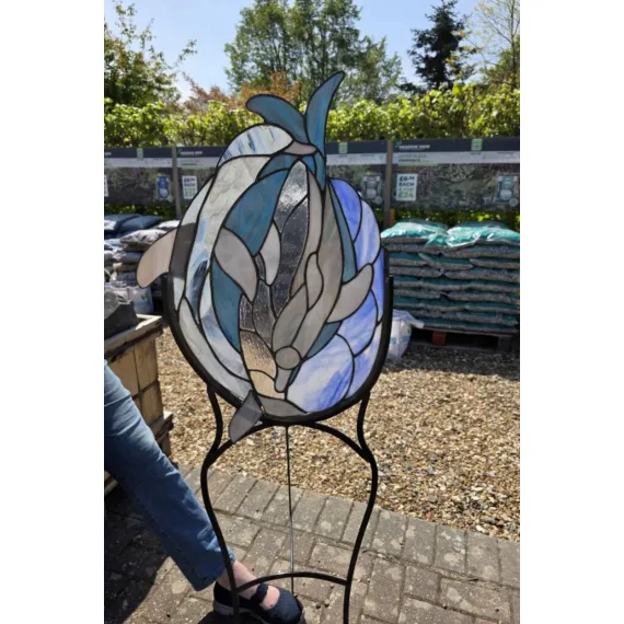 steel metal frame stained glass outdoor garden ornament