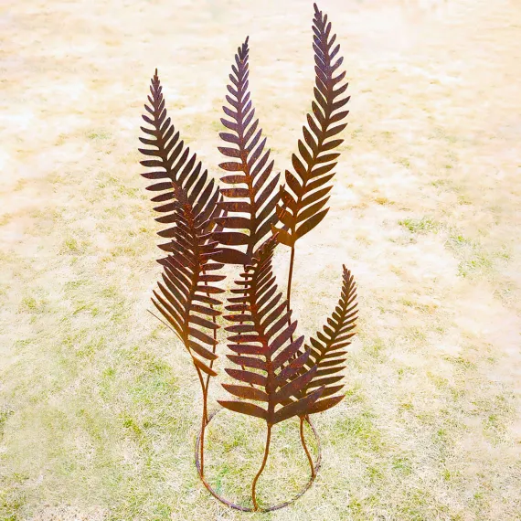 rustic metal ferns sculpture garden ornament rusty art
